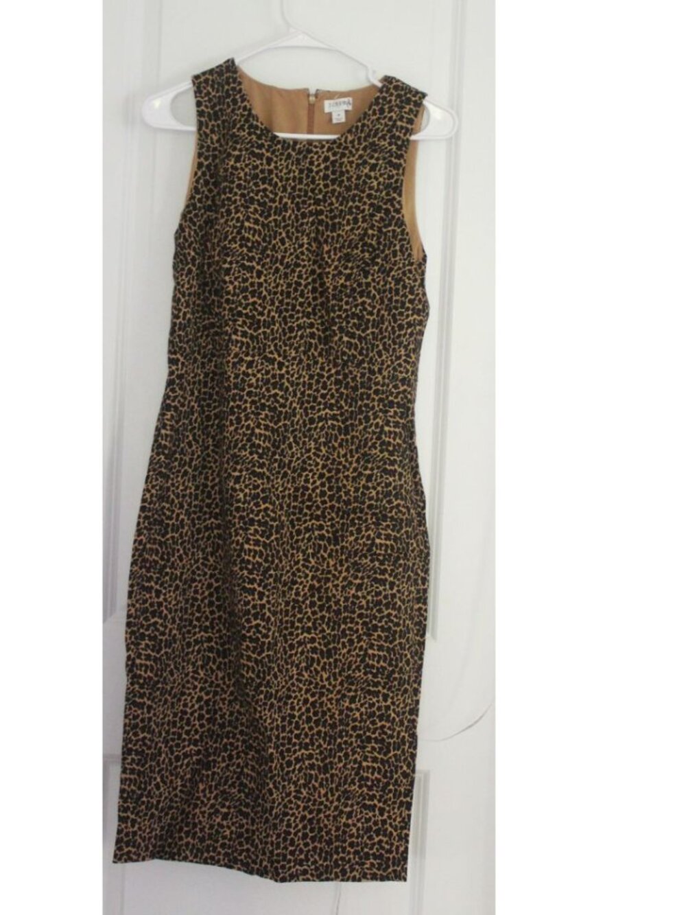 J. Crew Sheath Dress In Leopard Animal Print Bi-Stretch Cotton Size 4 Office